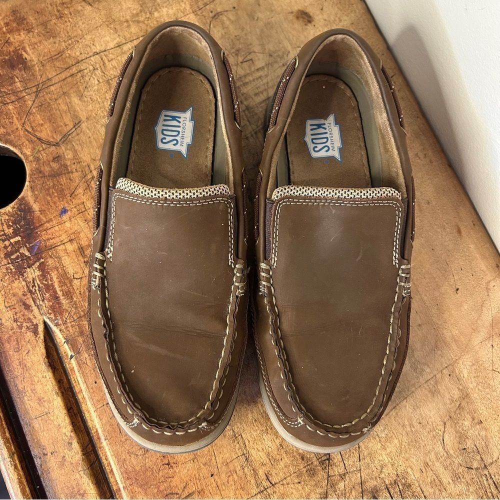 Florsheim kids brown leather loafers shoes boys sz 5 - Picture 4 of 14